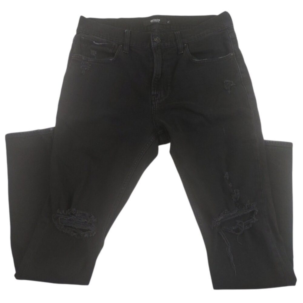 Hudson Zack Skinny Jeans Size 33 Distressed 32" Inseam Black Casual Stretch